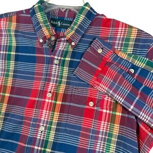 Ralph‎ Lauren Multicolor Plaid Button Down Work Shirt Long Sleeve Mens Large